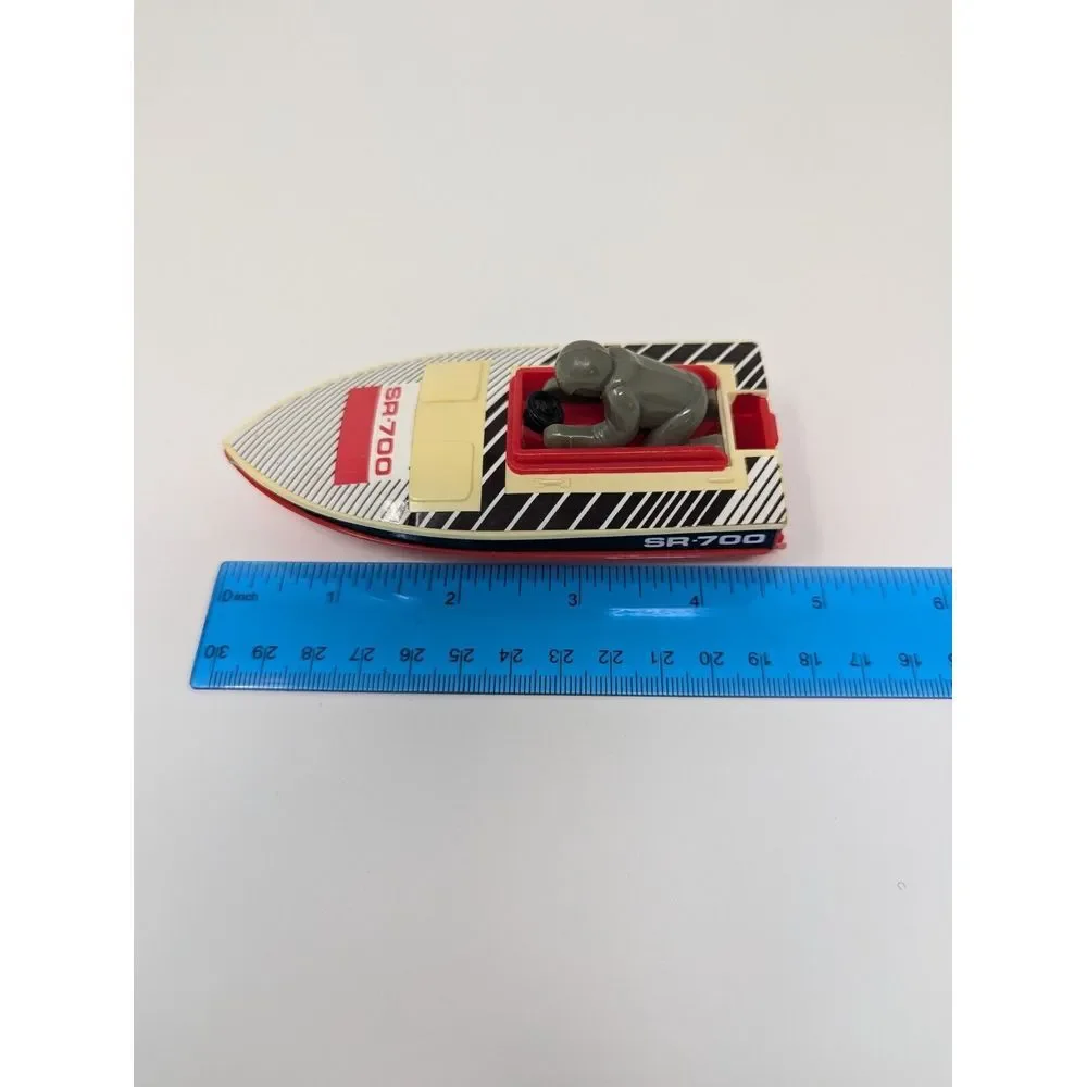 Vintage 1978 Tomy Speed Boat SR-700 Toy Black White Red No‎ Motor Made in China